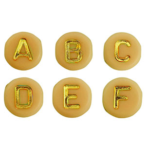 Acrylic letter beads mix Ochre Yellow-Gold