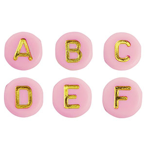 Acrylic letter beads mix Light Pink-Gold