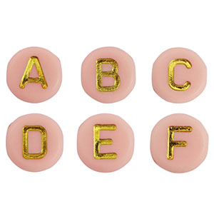 Acrylic letter beads mix Baby Pink-Gold