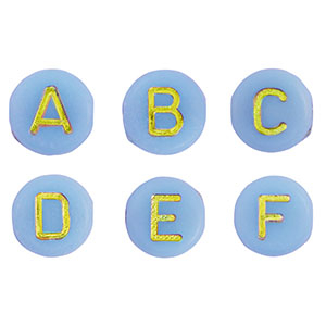 Acrylic letter beads mix Light Blue-Gold