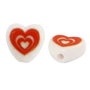 Acrylic letter beads heart White-Red