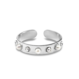 Stainless steel rings pearls Silver