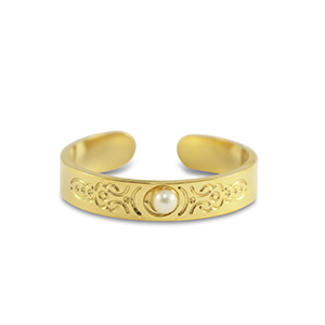 Stainless steel rings pearls Gold