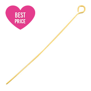 Stainless steel findings eyepins 50mm Gold