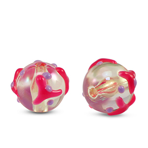 Acrylic beads dots Transparent pink-purple