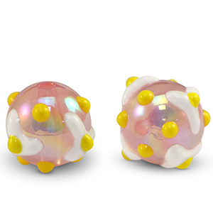 Acrylic beads dots Light pink-yellow