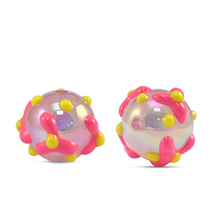 Acrylic beads dots Pink-yellow