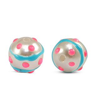 Acrylic beads dots Pearl-blue pink