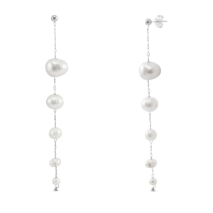 Stainless steel earrings / earpins pearls Silver