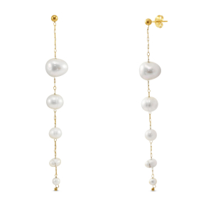 Stainless steel earrings / earpins pearls Gold