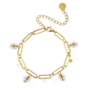 Stainless steel bracelets pearls Gold