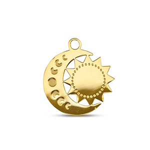 Stainless steel charms moon and sun Gold