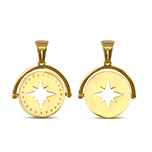Stainless steel charms rotate star Gold