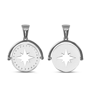 Stainless steel charms rotate star Silver