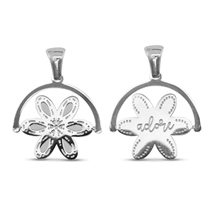 Stainless steel charms rotate flower Silver