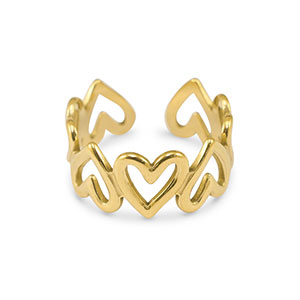 Stainless steel rings heart Gold