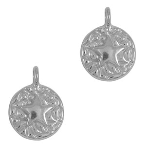 Stainless steel charms round starfish Silver