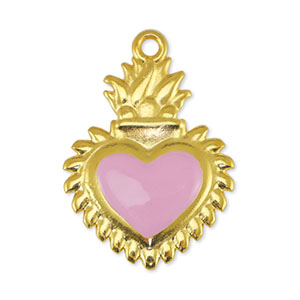 DQ European metal charms heart Light Pink-Gold (nickel free)