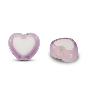Acrylic beads heart Lilac