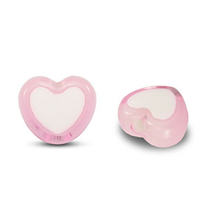 Acrylic beads heart Light pink-white
