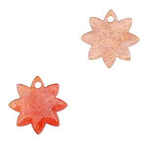 Resin pendants flower Coral Red