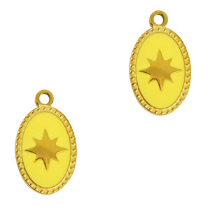Stainless steel charms oval sun Gold-Yellow