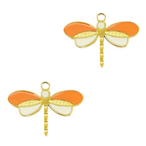 Stainless steel charms dragonfly Gold-Orange