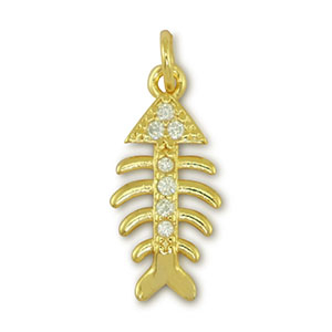 Brass TQ metal charms fishbone Gold
