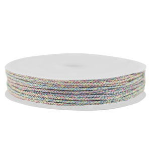 Macram&eacute; bead cord braided 1mm Multicolour Metallic