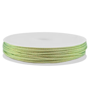 Macram&eacute; bead cord braided 1mm Light Green-Gold Metallic