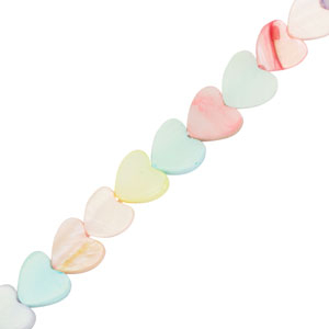 Shell beads heart Multicolour Pastel