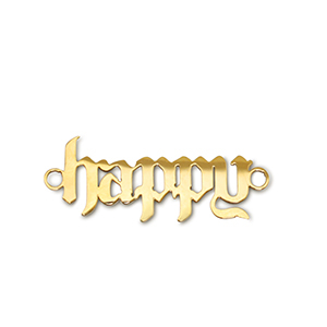 Stainless steel charms connector ''happy'' Gold