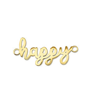Stainless steel charms connector ''happy'' Gold
