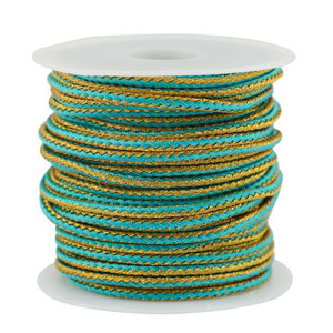 Trendy cord braided 2.3mm Turquoise-Gold