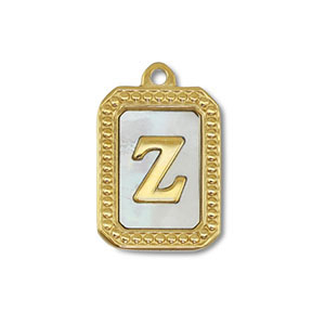 Stainless steel charm shell letter Z Gold-White (natural colour)