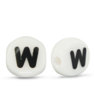 Letter beads ceramic W White-Black