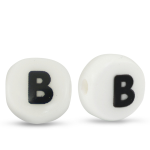 Letter beads ceramic B White-Black