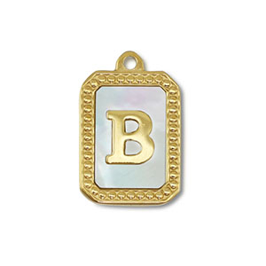 Stainless steel charm shell letter B Gold-White (natural colour)