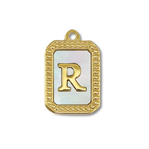 Stainless steel charm shell letter R Gold-White (natural colour)