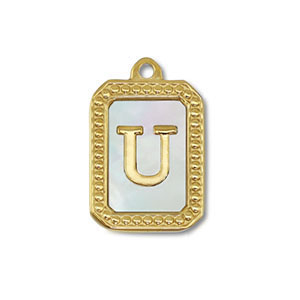 Stainless steel charm shell letter U Gold-White (natural colour)