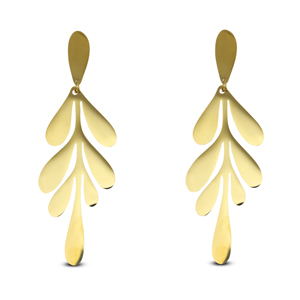 Stainless steel earrings / earpins leaf Gold