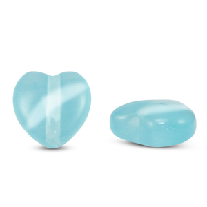 Glass beads Cat's eye heart Sky Blue