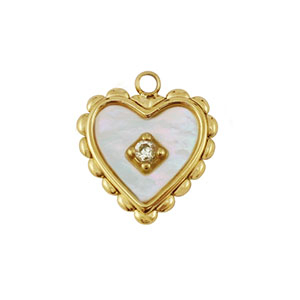 Stainless steel charm shell heart Gold-White (natural colour)