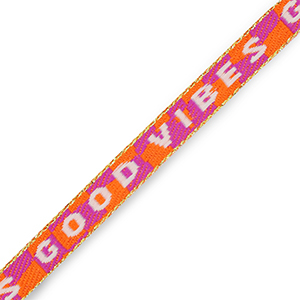 Ribbon text "Good vibes" Purple-Orange-White-Gold