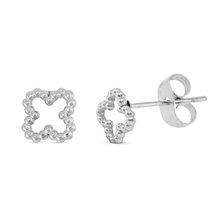 Stainless steel earrings / earpins clover Silver