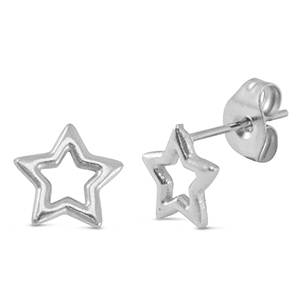 Stainless steel earrings / earpins star Silver