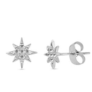 Stainless steel earrings / earpins star Silver