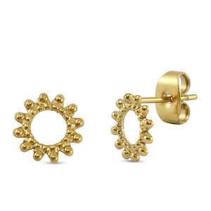 Stainless steel earrings / earpins flower Gold