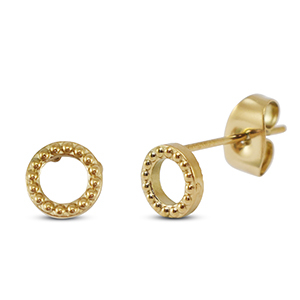 Stainless steel earrings / earpins round Gold