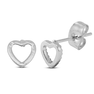 Stainless steel earrings / earpins heart Silver